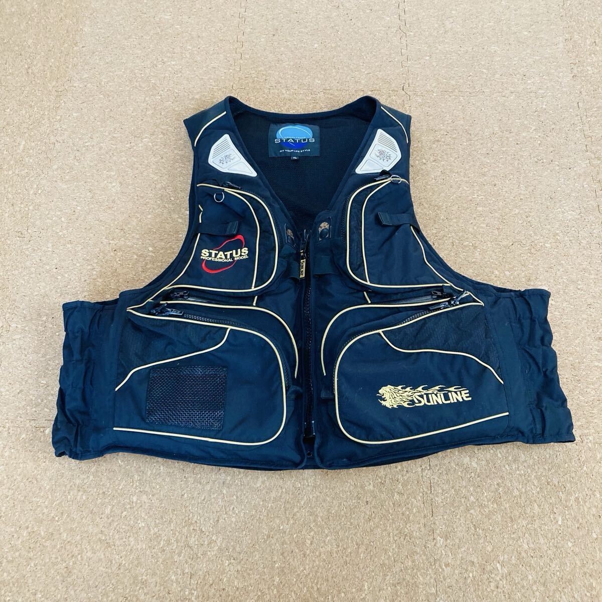 サンライン STL-190 ステータス HGフローティングベスト XL ブラック/ゴールド 磯釣り フカセ釣り ライフジャケット 綺麗拍卖