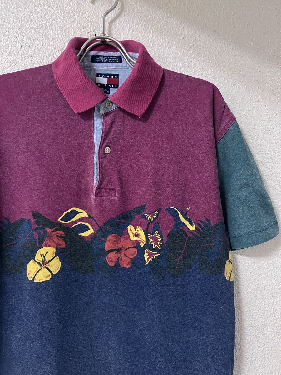 90s トミーヒルフィガー ウォッシュ加工 花柄 シャツ カットソー拍卖