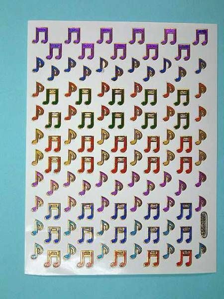 // *☆ 音符 おんぷ 音楽 楽譜 Music シール きらきら光る ステッカー拍卖