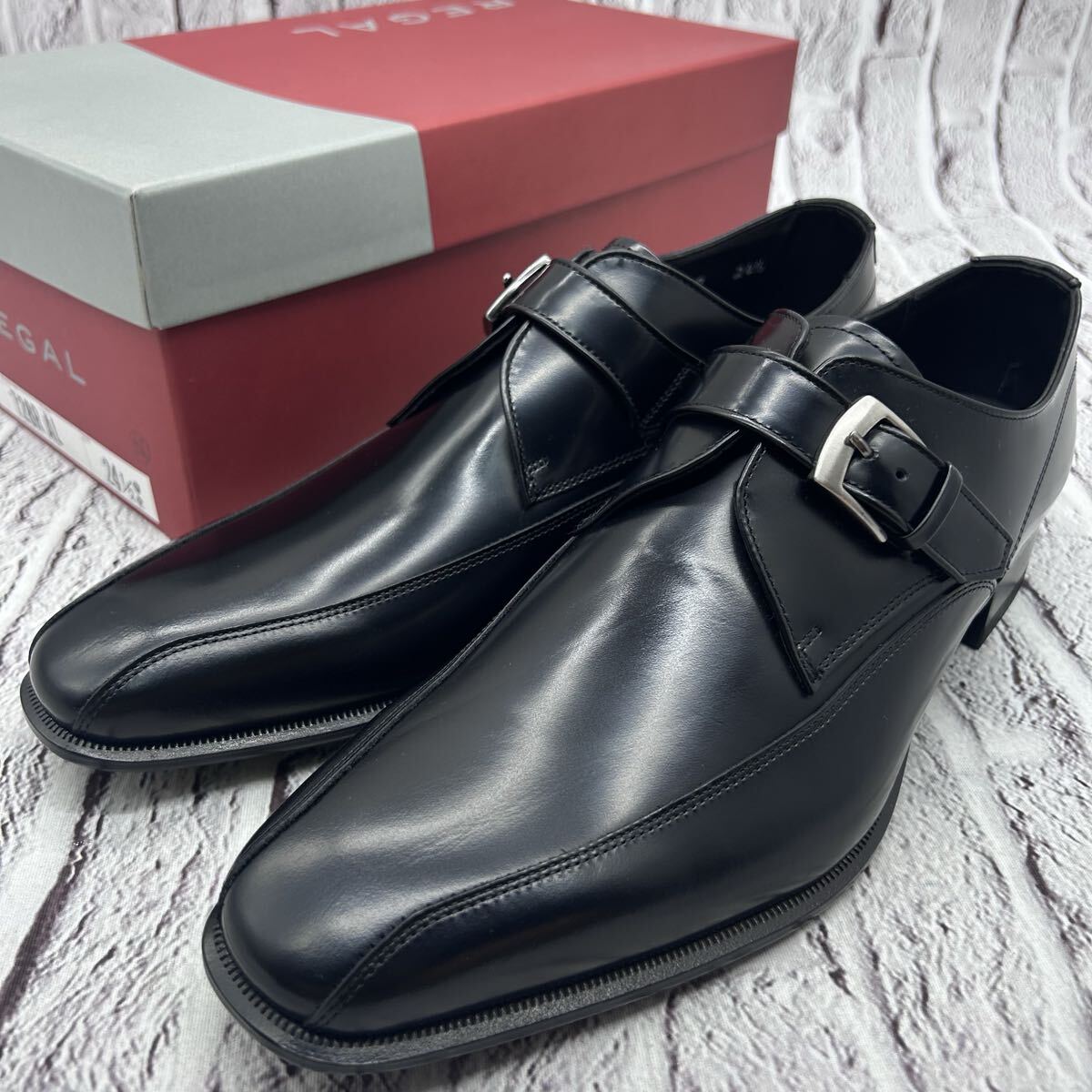 新品同様【未使用】REGAL リーガル 728R ビジネスシューズ モンクストラップ スワールトゥ 24.5㎝ ブラック 革靴 ドレス 日本製 メンズ拍卖
