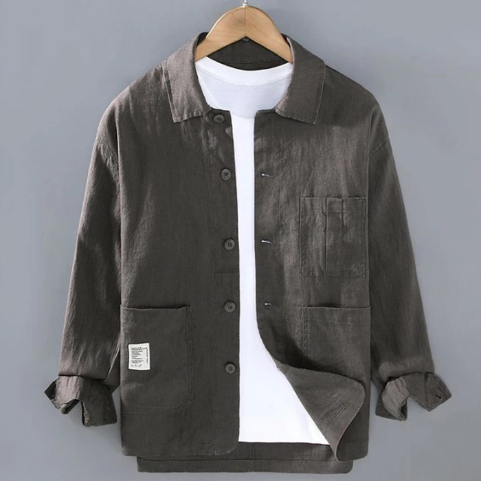 シャツジャケット メンズジャケット 亜麻100% 胸ポケット サマージャケット リネンジャケット サマーアウター Zwc2437 コーヒー 3XL拍卖