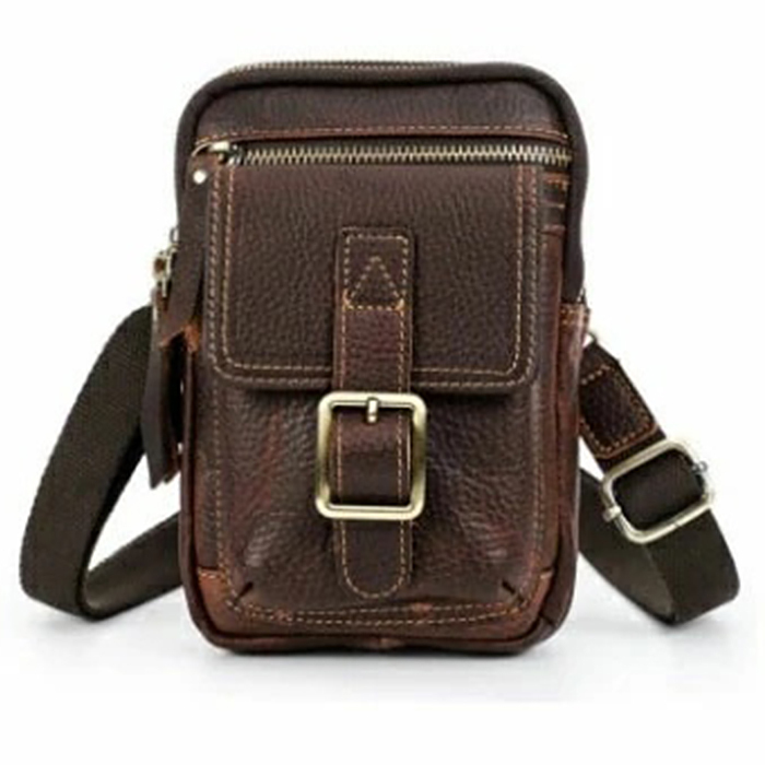 メンズ 牛革 ベルトポーチ 本革 レザーバッグ レザーヒップバッグ 斜めがけ メッセンジャーバッグ カバン 2Way bg0608 コーヒー色拍卖
