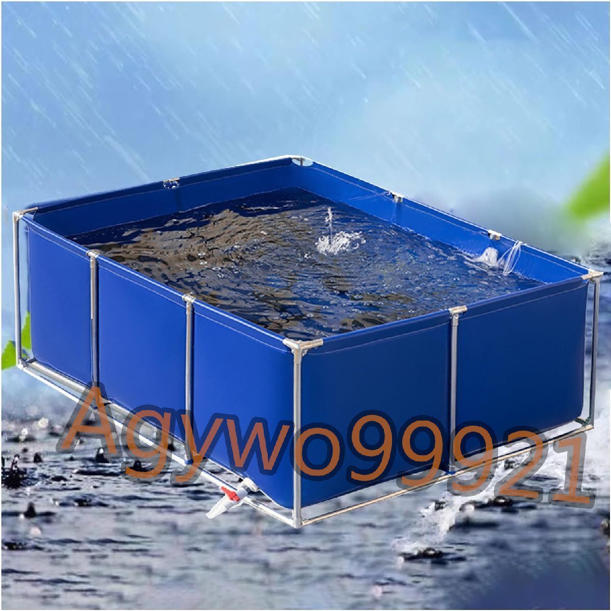 厚みのあるキャンバスの魚のいる池 長方形プール 大型水槽 (2*3.5*1.2m)折りたたみ式ペット犬パドリング プール ブラケット付き拍卖