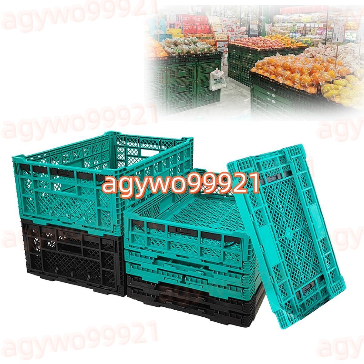 収穫コンテナ 折りたたみ 大型 メッシュ底 収納コンテナ オリコン 採集コンテナ 積み重ね可能 運搬便利 60*40*20CM 10個拍卖