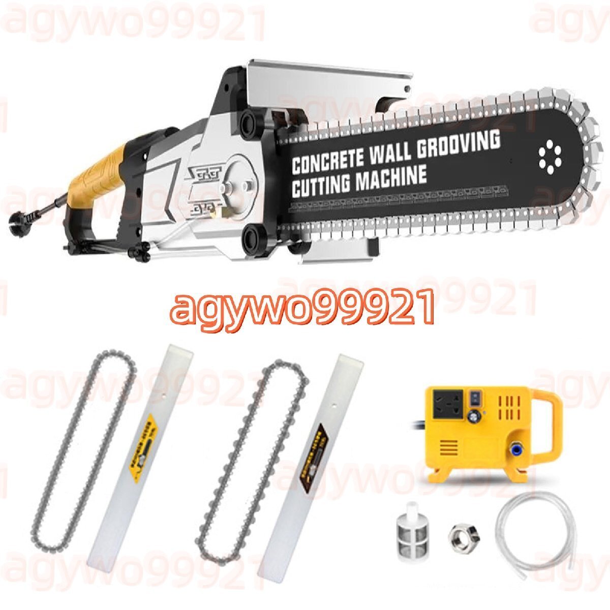 5000W電動コンクリートチェーンソー、切断深さ13.77インチ/18.81インチ、湿式給水ダスト除去、シングルチェーンとダブルチェーン付き拍卖