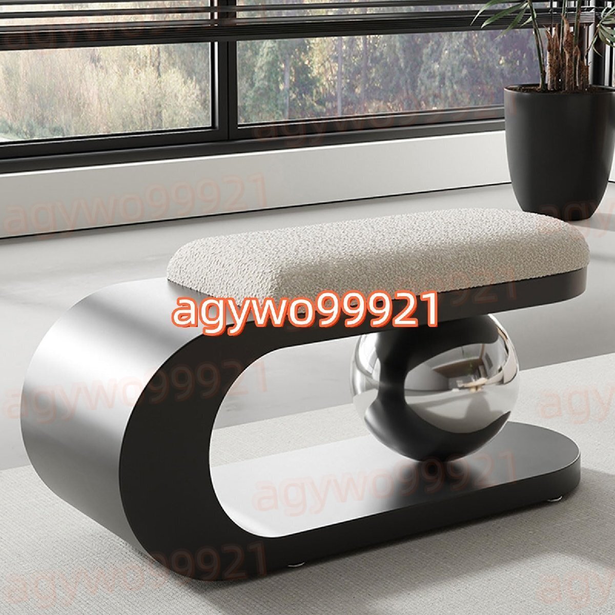 家庭用靴交換ベンチ、U字型の快適な球形ソファスツール、100cmベッドエンドベンチ、寝室、リビングルーム、廊下、バスルーム、オフィス拍卖