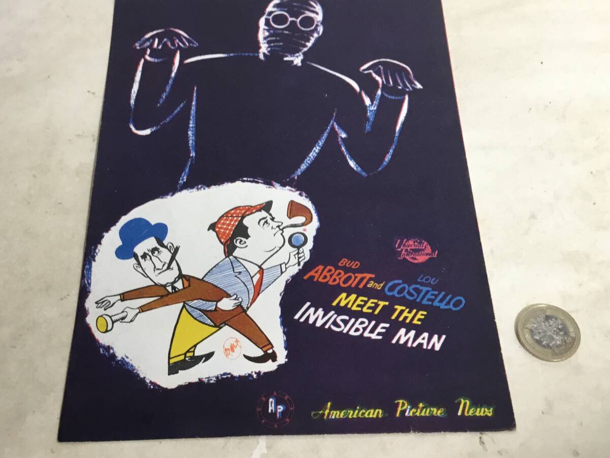 映画小型パンフ『凸凹透明人間』ユ二ヴァーサル映画 拍卖