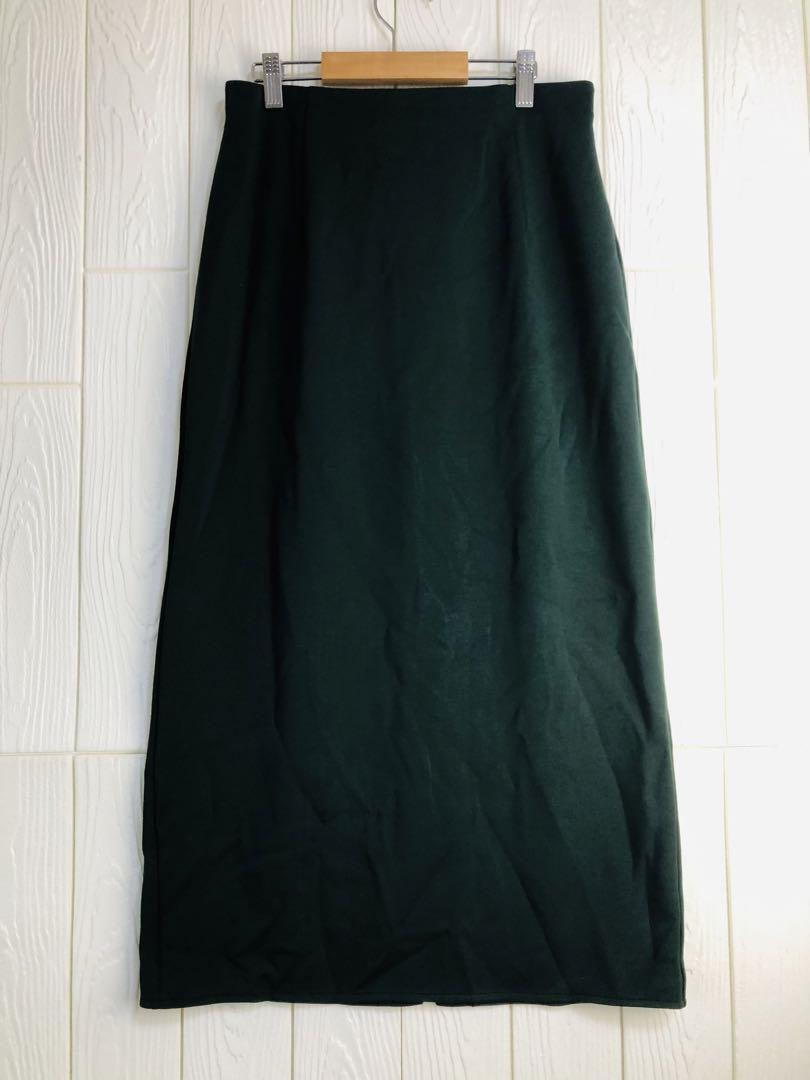 ユニクロ ダークグリーン タイトスカート ウエストゴム Lサイズ拍卖
