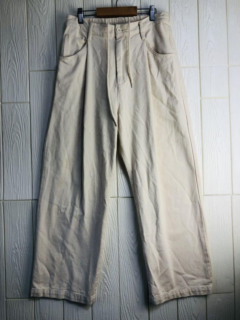 WEGO ベージュ ワイドパンツ ウエストゴム紐付 Sサイズ拍卖