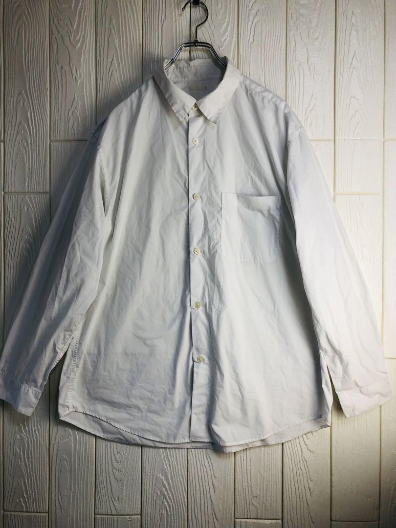 GU ホワイト 長袖シャツ 38cm肩幅 68cm着丈 Lサイズ拍卖