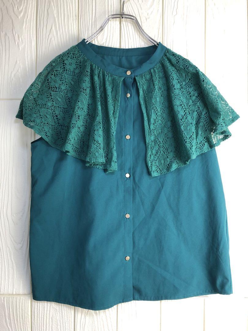 Ciaopanic ターコイズ レースフリル ノースリーブシャツ Fサイズ拍卖