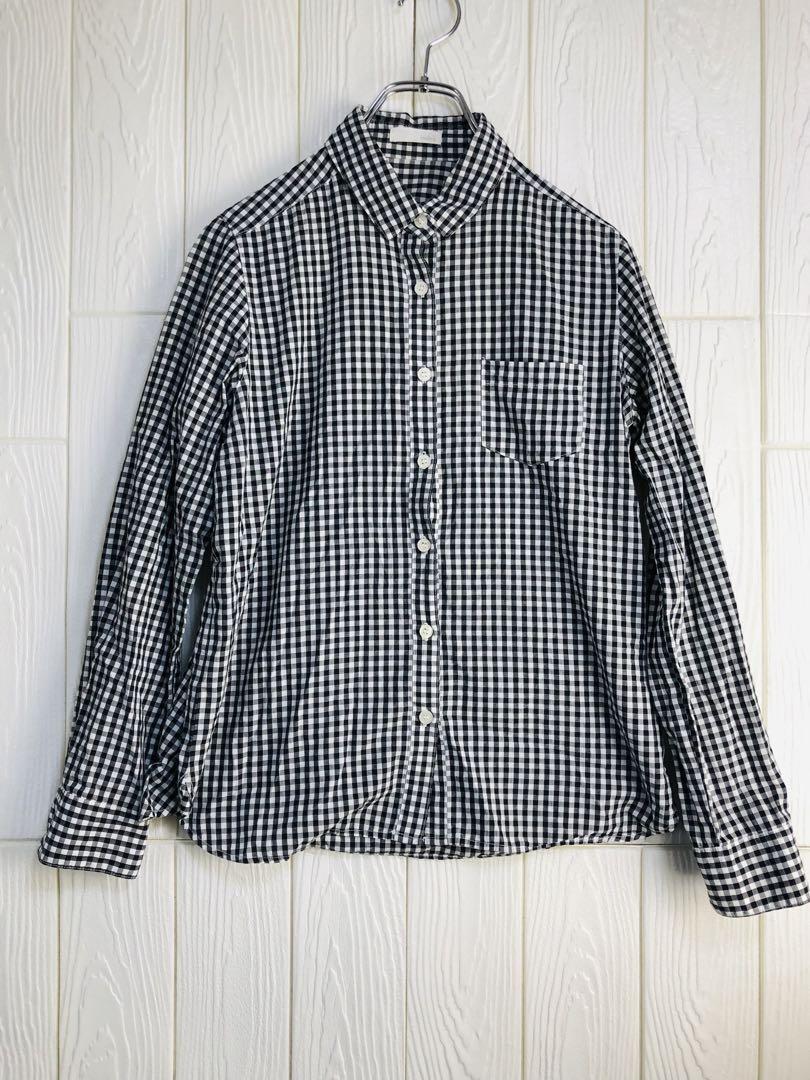 indexギンガムチェック長袖シャツ Mサイズ拍卖