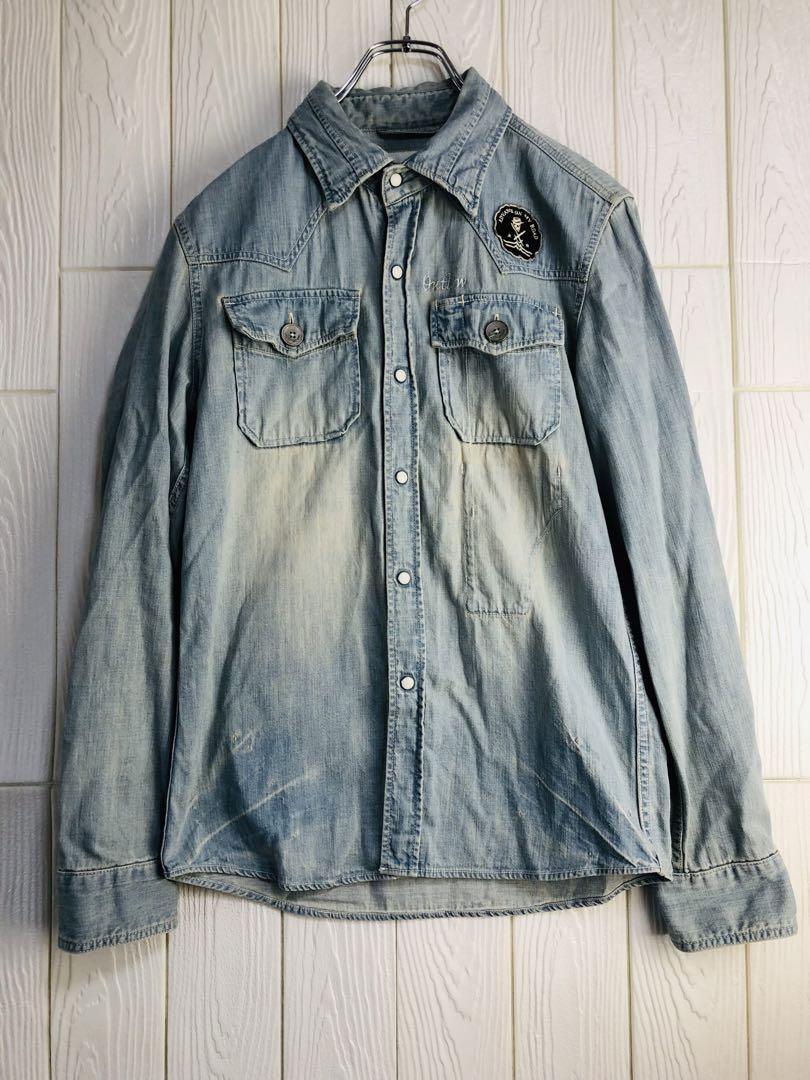CAV-000 デニムシャツ ライトブルー 肩幅36cm 着丈58cm拍卖