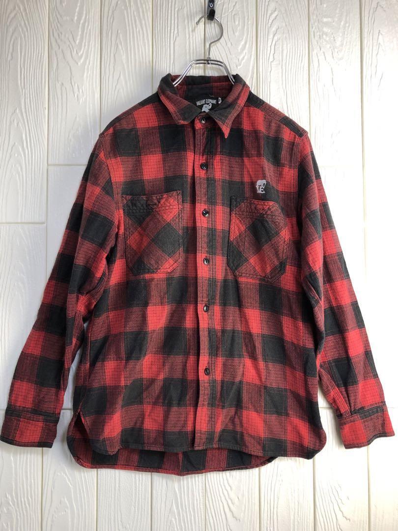 VALIANT ELEPHANT 赤と黒のチェックネルシャツ Mサイズ拍卖