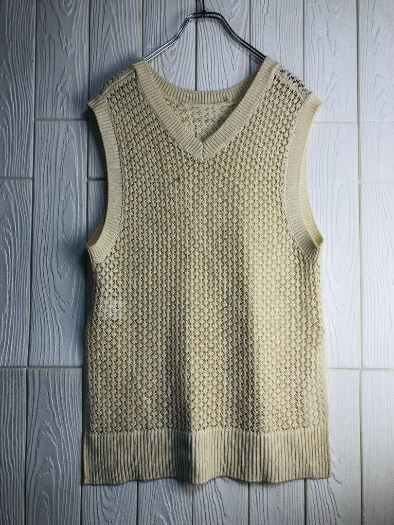 SIMPLICITE クリーム色 ニットベスト 肩幅35cm拍卖