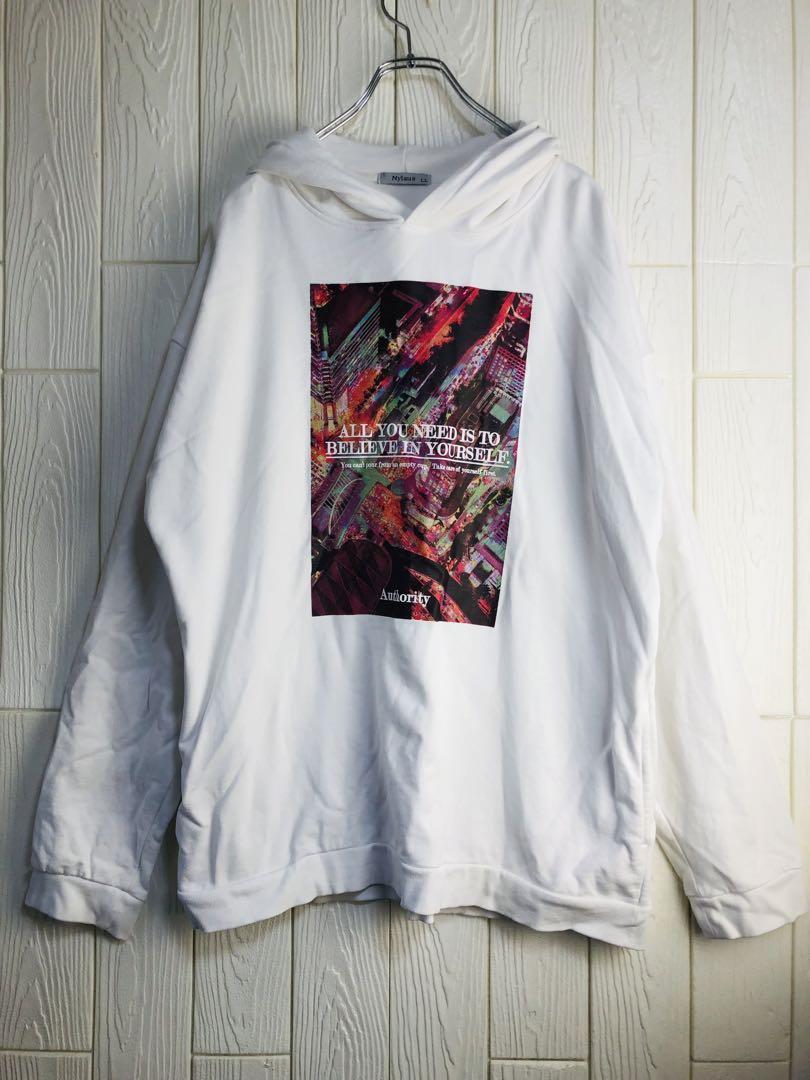 Nylaus グラフィックプリント ホワイトパーカー LLサイズ拍卖