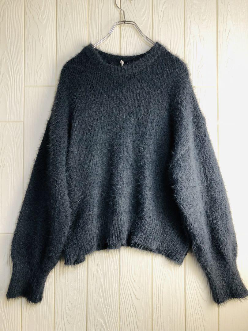 Vanilla studio ダークグレー ニットセーター 34cm肩幅 3L拍卖