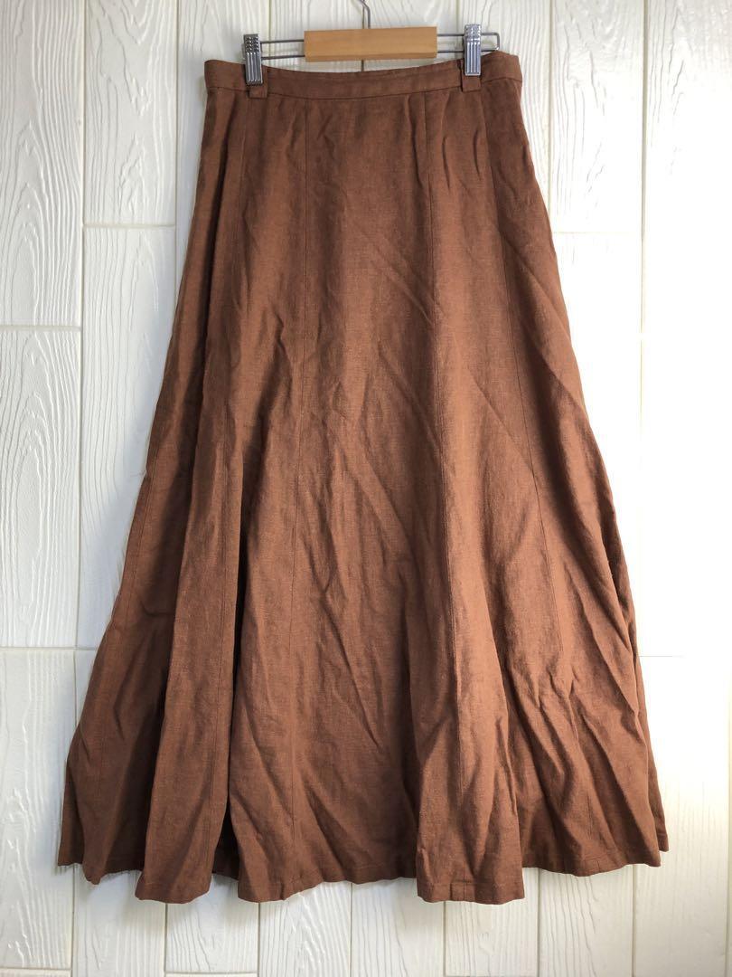 LOWRYS FARM ブラウン フレアスカート ウエストファスナー62cm F拍卖