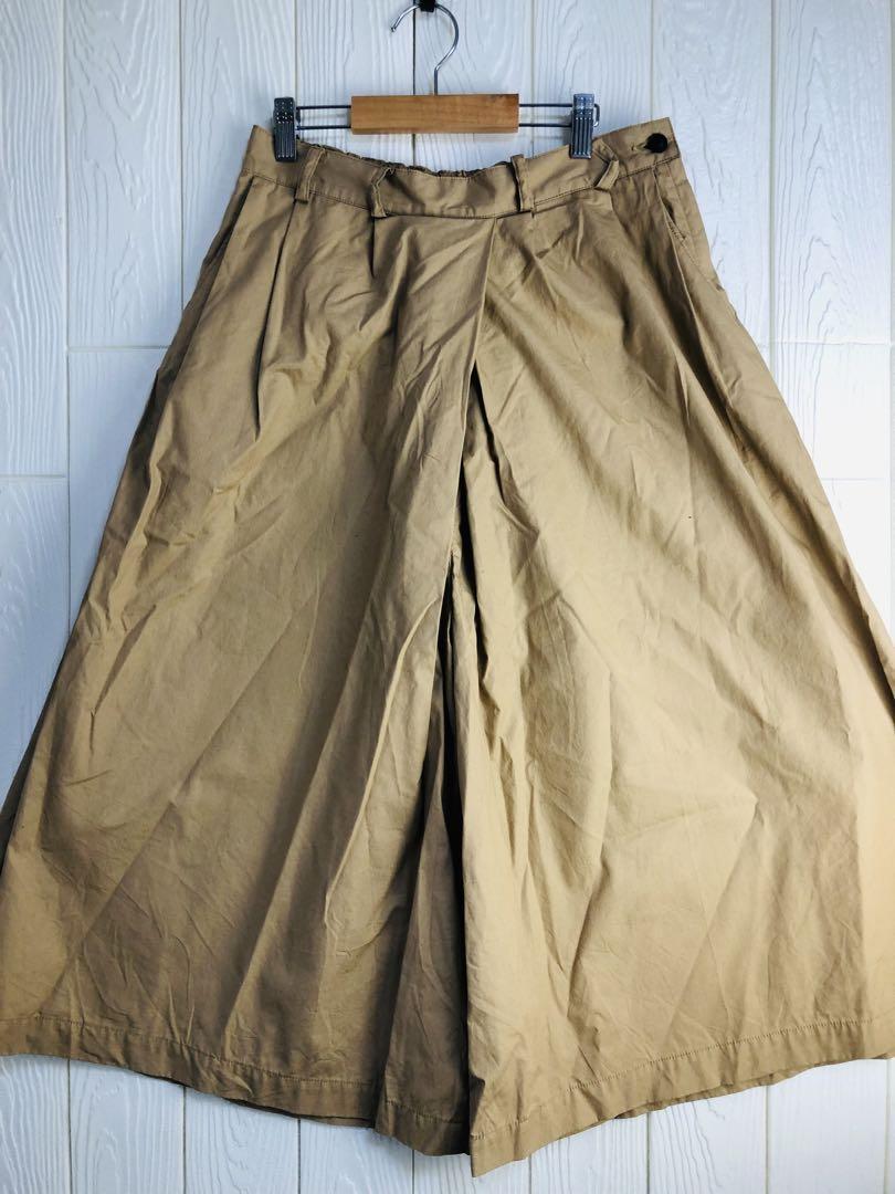 D.M.G ベージュ ガウチョパンツ ウエストゴムジッパー68cm Fサイズ拍卖