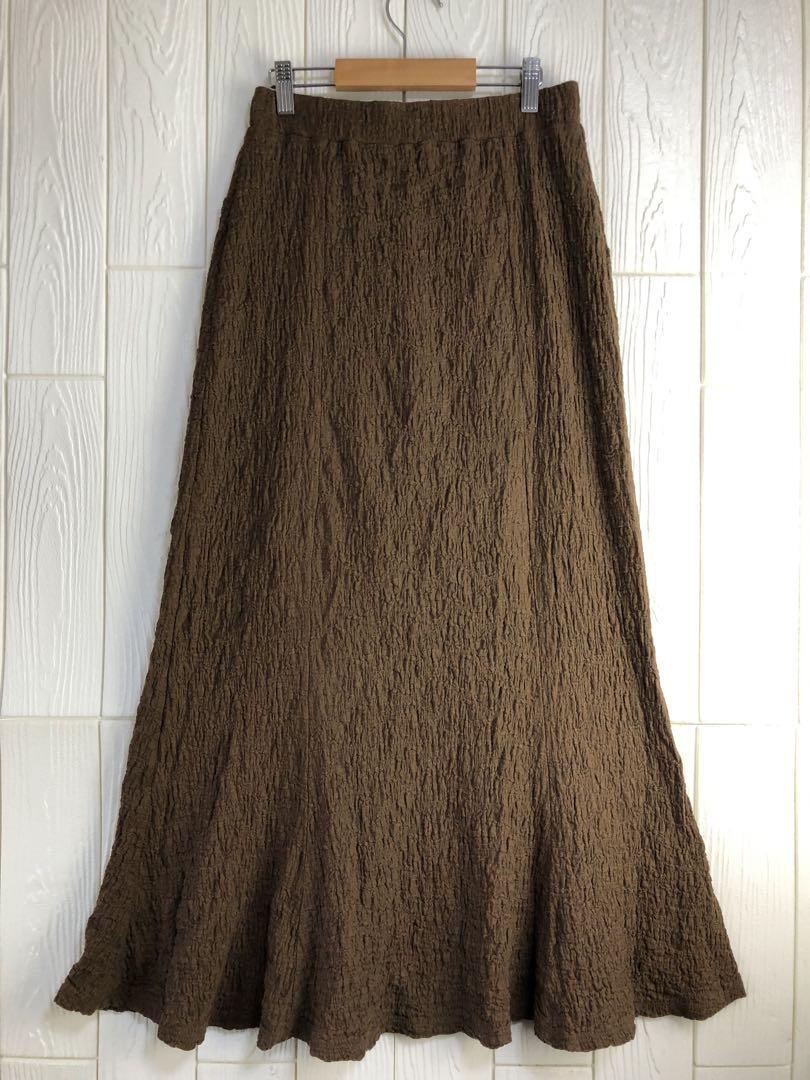 LOWRYS FARM ブラウン フレアスカート ウエストゴム62cm Fサイズ拍卖