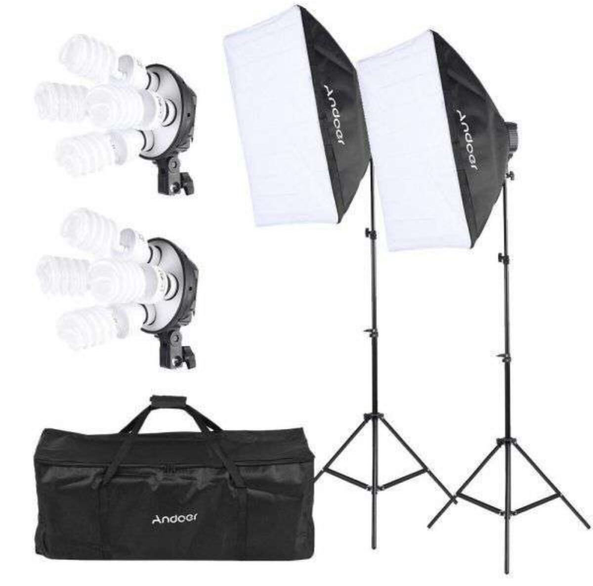 Andoer 照明スタンド ソフトボックス 電球ソケット 45W電球 ライトスタンド キャリングバッグ付き 撮影用拍卖