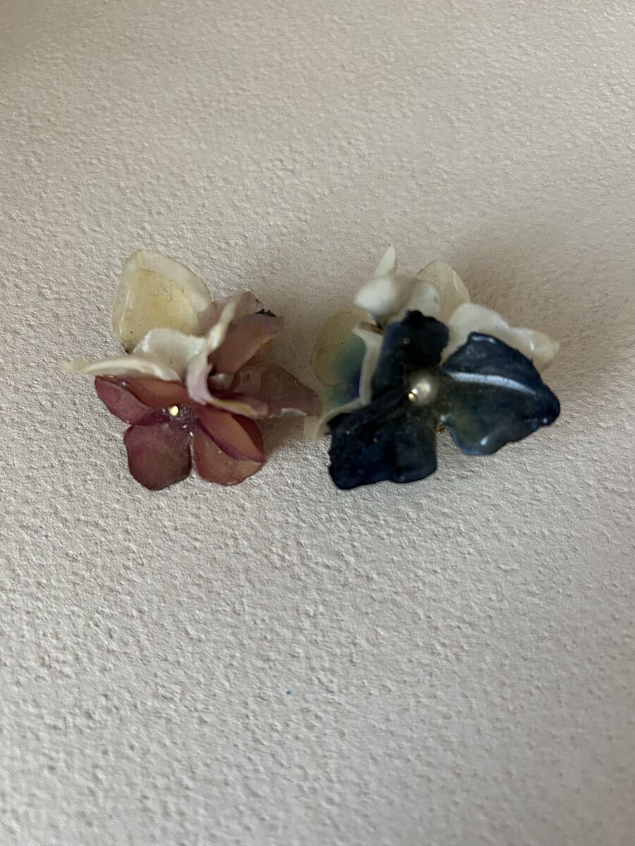 花びらイヤリング レジンパール 箱無し アクセサリー ヴィンテージ ハンドメイド フラワー拍卖