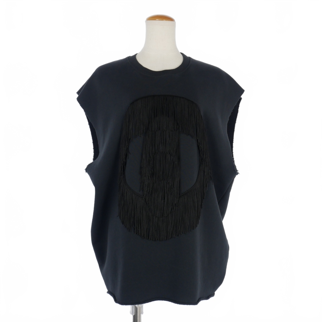 未使用品 エムエムシックス メゾンマルジェラ MM6 Maison Margiela 25SS ノースリーブ フリンジ スウェット S 黒 ブラック レディース拍卖