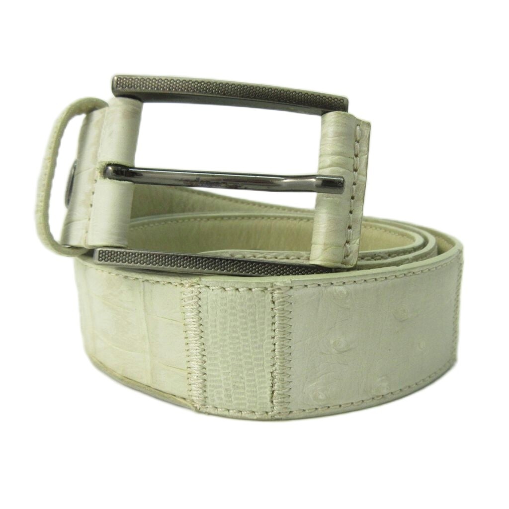 ナンニ NANNI ベルト レザー パッチワーク 白 ホワイト 0806 ●ECO メンズ拍卖