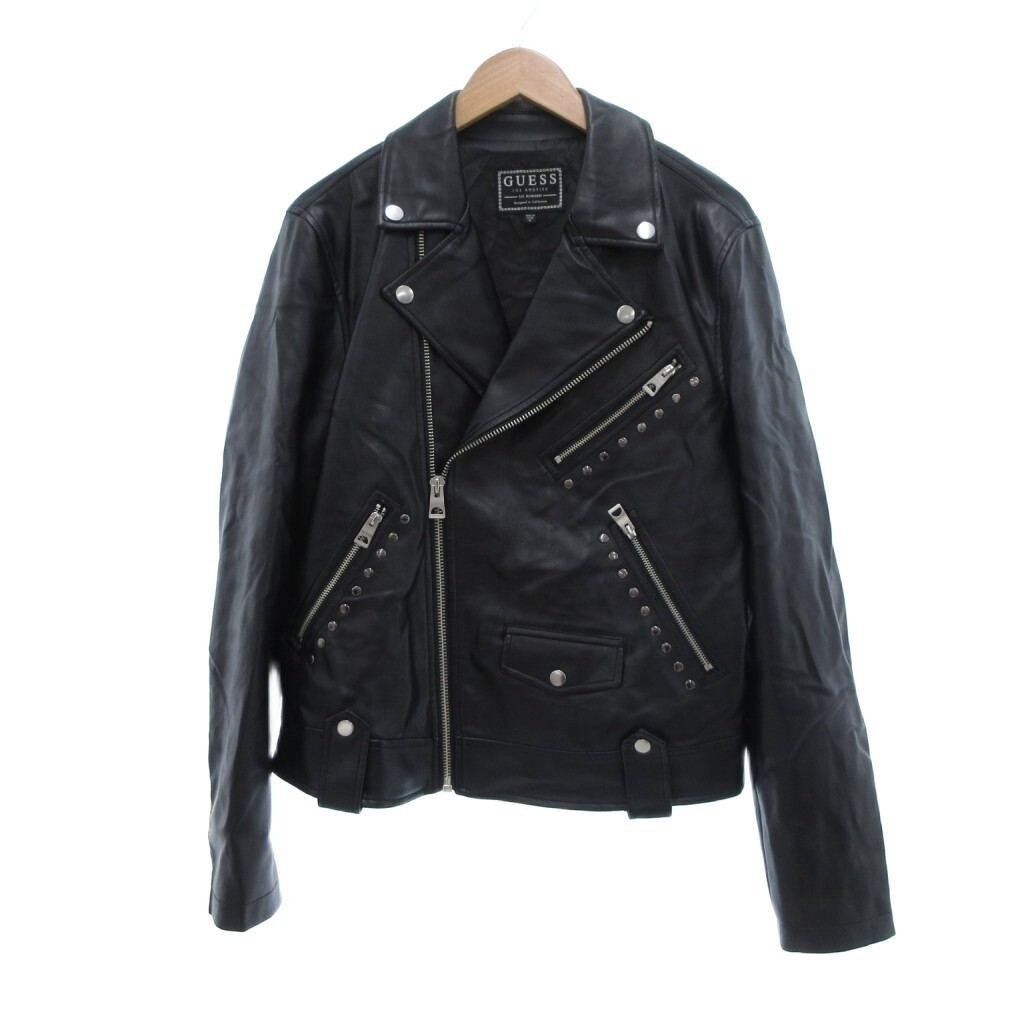 ゲス GUESS ライダースジャケット フェイクレザー 虎刺繍 M 黒 /UO ■GY44 メンズ拍卖