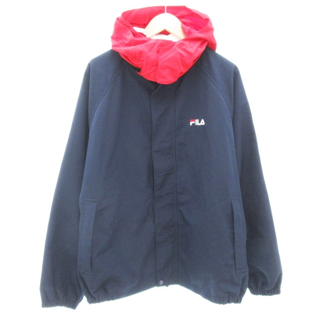 フィラ FILA セーリングジャケット ブルゾン フード ロゴ L 紺 ネイビー /AE ■GY01 メンズ拍卖