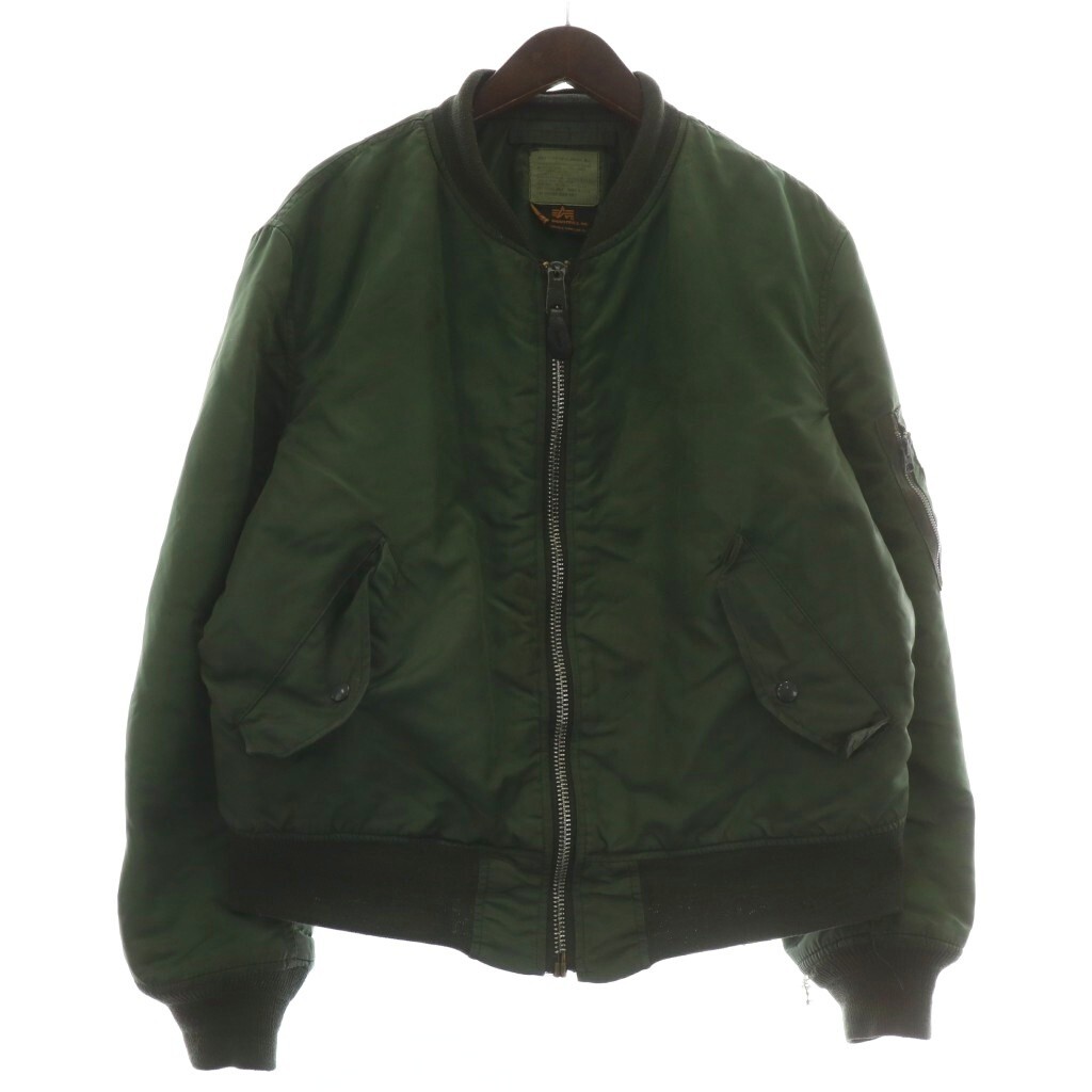 ALPHA INDUSTRIES USA製 90s MA-1 フライトジャケット ブルゾン アウター ナイロン 中綿 ジップアップ L カーキ MIL-J-82790J(USAF)拍卖