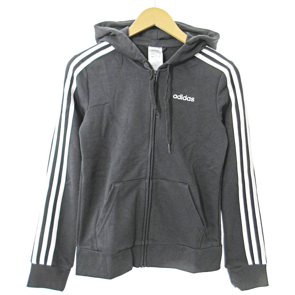 未使用品 アディダス adidas タグ付き W 3ストライプス フルジップパーカー フーディ L 黒 0814 レディース拍卖