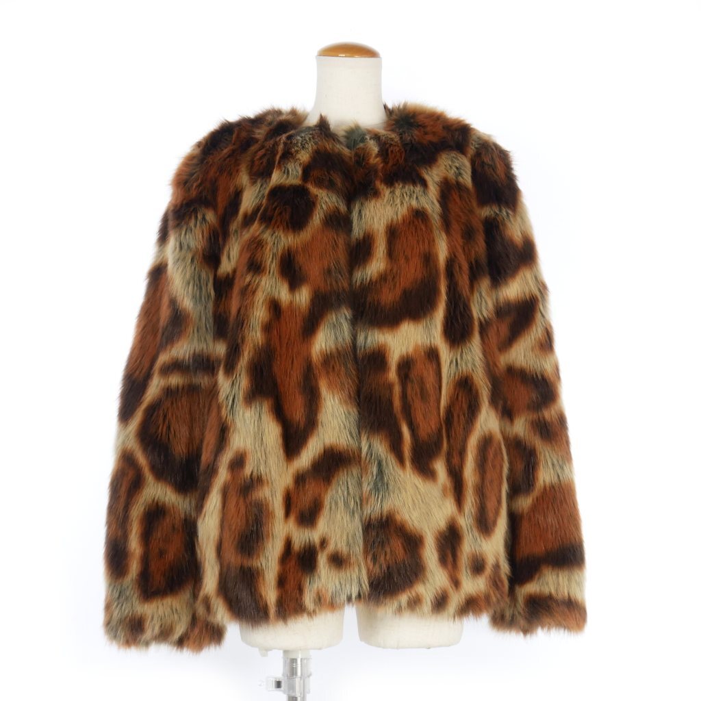 ドリスヴァンノッテン DRIES VAN NOTEN レオパード フェイクファー ジャケット ノーカラー 36 ベージュ レディース拍卖