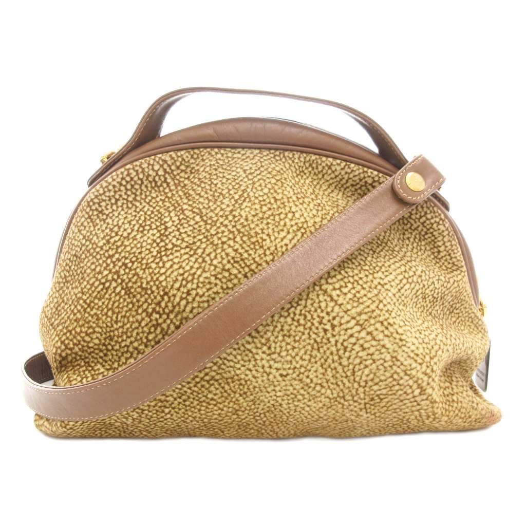 ボルボネーゼ BORBONESE ハンドバッグ ショルダーバッグ 2WAY 斜め掛け うずら柄 スエード レザー 茶 ブラウン /GV レディース拍卖