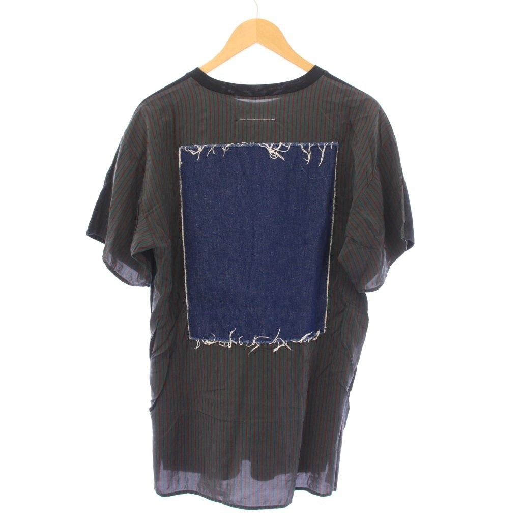エムエムシックス メゾンマルジェラ MM6 Maison Margiela Tシャツ 半袖 クルーネック デニム 切替 ストライプ柄 S マルチカラー拍卖