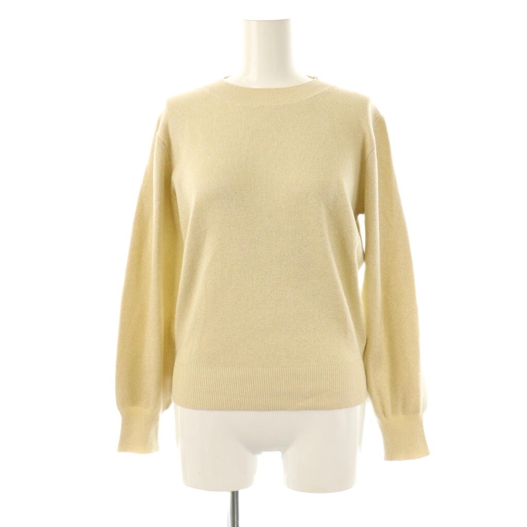 ミッシェルクラン MICHEL KLEIN モックネックラメニット セーター 長袖 38 ベージュ /AT ■OS ■GY14 レディース拍卖