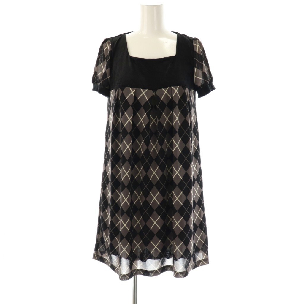 ミッシェルクラン MICHEL KLEIN チュニック 半袖 チェック 38 グレー 黒 ブラック /AT ■OS ■GY14 レディース拍卖