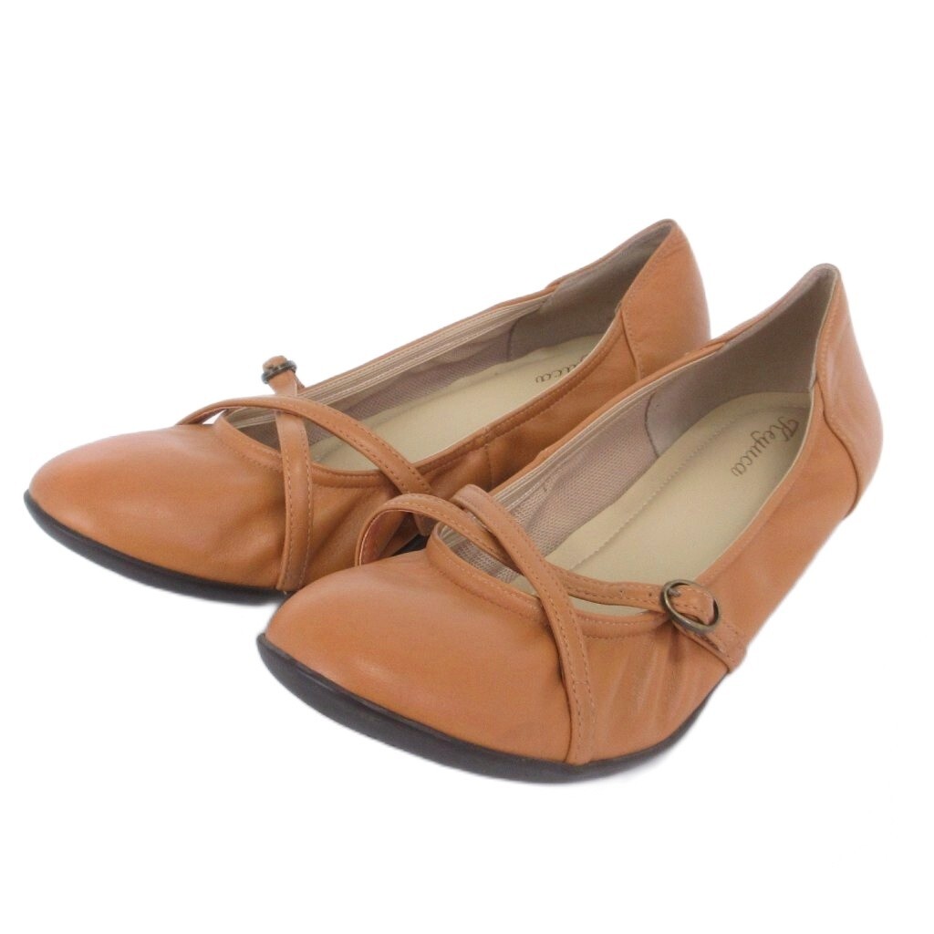 ケユカ KEYUCA バレエシューズ パンプス ラウンドトゥ 無地 茶 ブラウン 24.0cm 靴 ■FF レディース拍卖