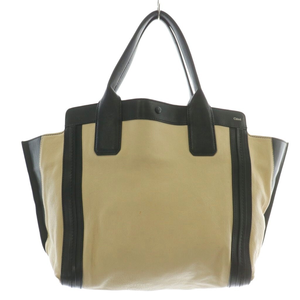 クロエ CHLOE アリソン トートバッグ ハンド レザー ロゴ バイカラー アイボリー 黒 ブラック 3S0164-703 /XZ ■GY18 レディース拍卖