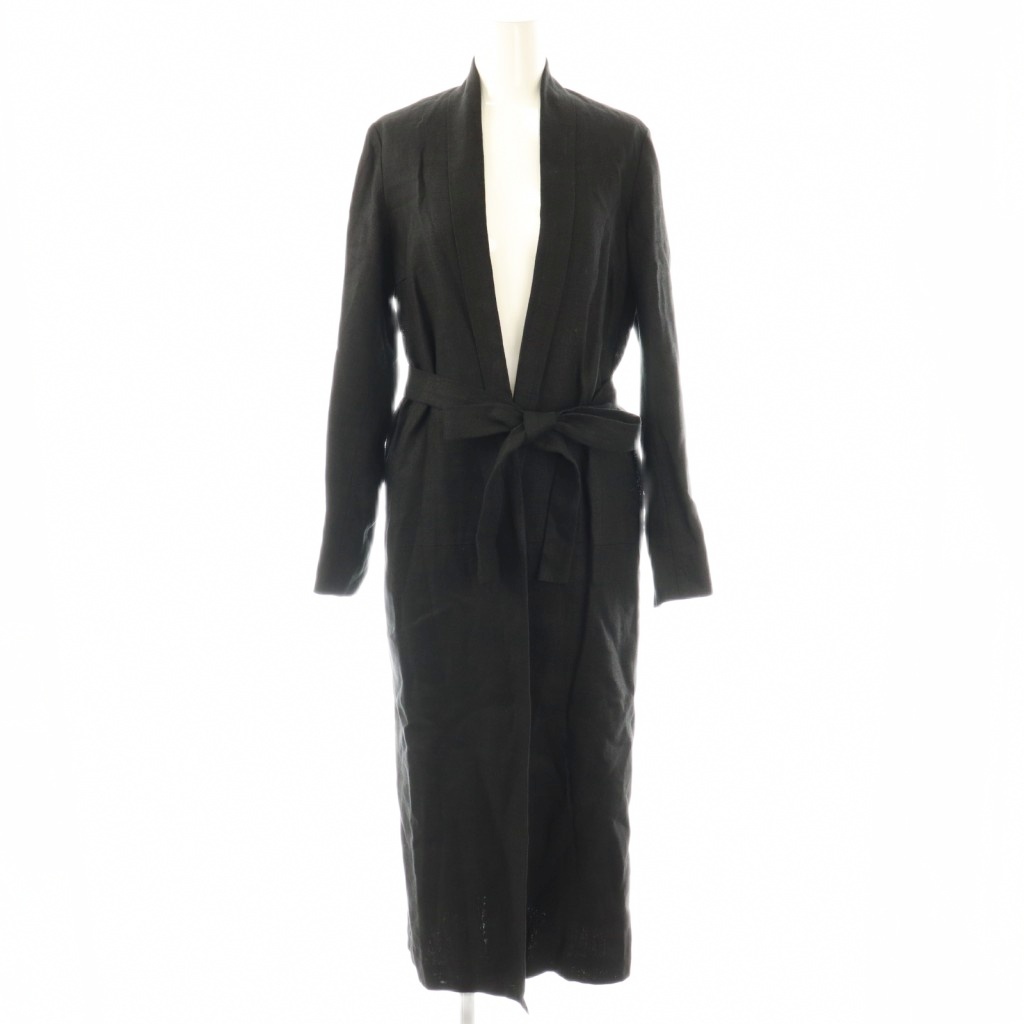 マディソンブルー MADISONBLUE リネン ロングコート スプリングコート 00 ブラック /ES ■OS レディース拍卖