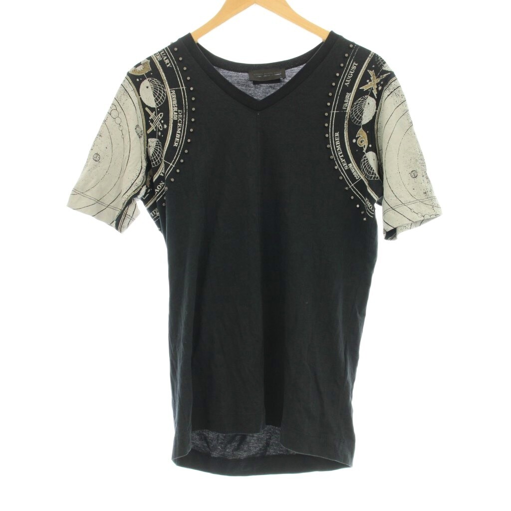 ディーゼルブラックゴールド DIESEL BLACK GOLD Tシャツ 半袖 Vネック スタッズ装飾 ロゴ S 黒 ブラック E10300478 /OR メンズ拍卖