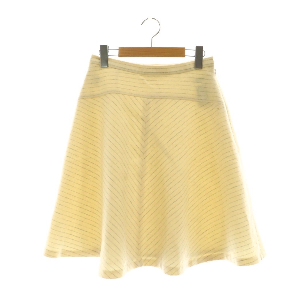 ミッシェルクラン MICHEL KLEIN フレアスカート ひざ丈 ボーダー 38 アイボリー /AT ■AX レディース拍卖