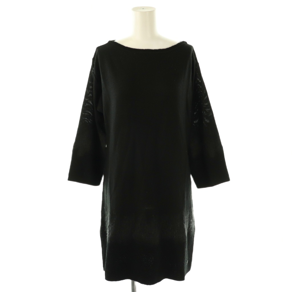 アルマーニ ジーンズ ARMANI JEANS ニットワンピース 七分袖 ミニ USAXS ブラック /DO ■OS ■GY14 レディース拍卖