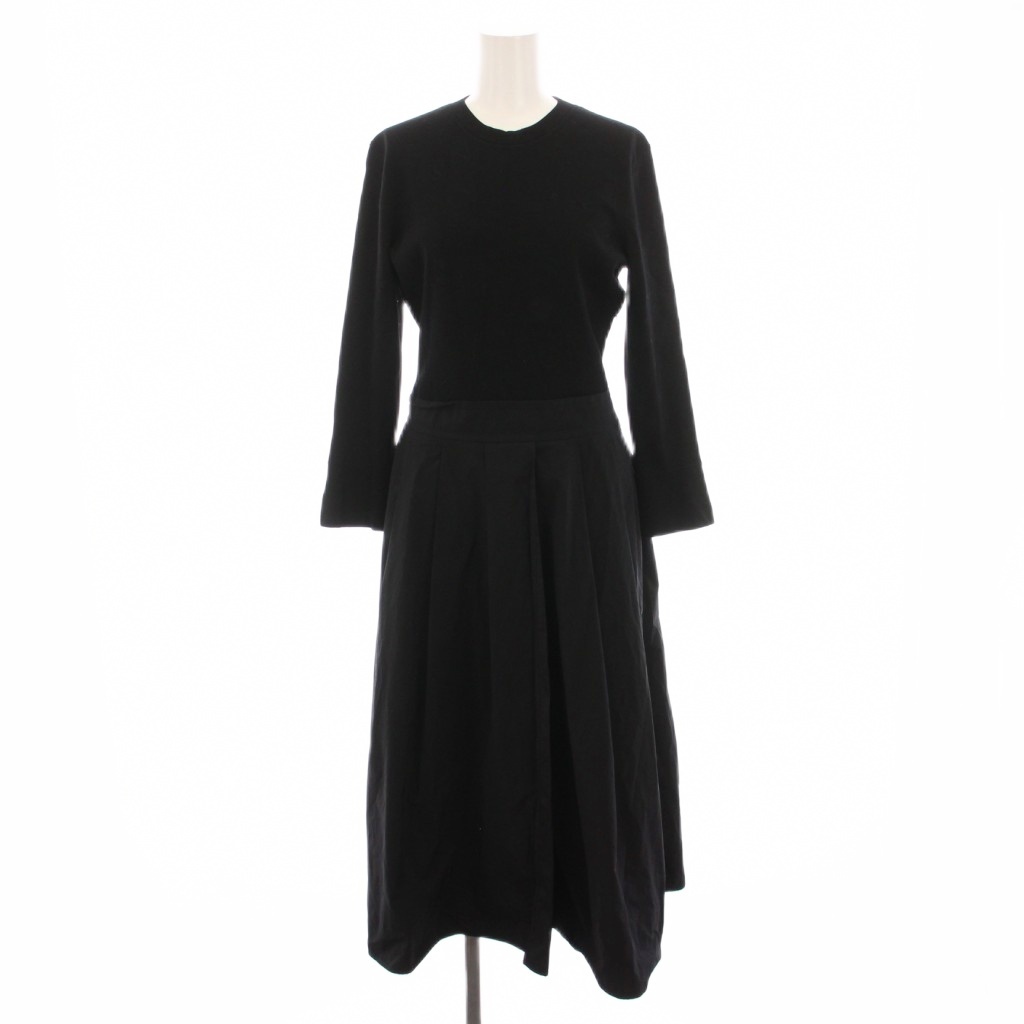 エストネーション ESTNATION ドッキングワンピース ロング ニット切替 長袖 38 黒 11-109-11-010304 /YM レディース拍卖