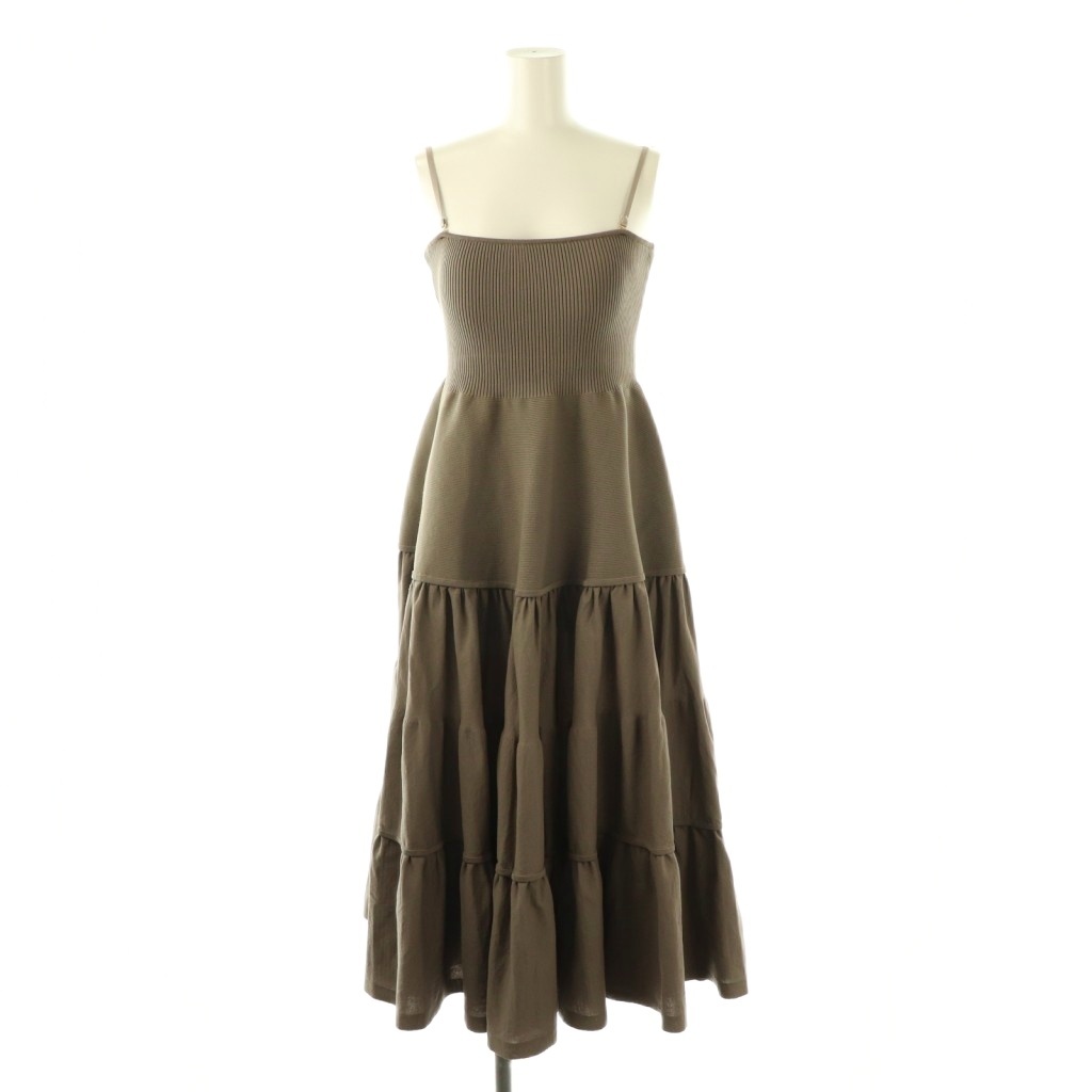 スナイデル SNIDEL 24SS ティアードベアニットワンピース ミモレ ロング キャミ F 茶 ブラウン /AT ■OS レディース拍卖