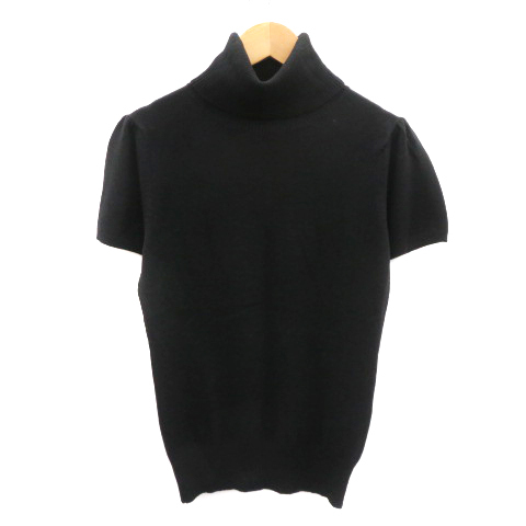 ルスーク Le souk ニット カットソー 半袖 タートルネック 38 M 黒 ブラック /YK35 レディース拍卖