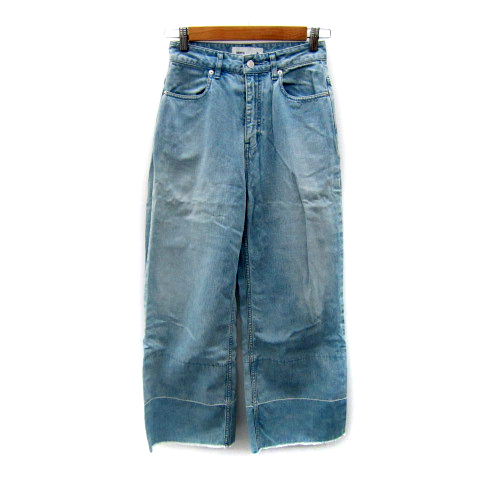 コンバース CONVERSE デニムパンツ ジーンズ ワイドパンツ ロング丈 フリンジ 2 水色 ライトブルー /SY12 レディース拍卖