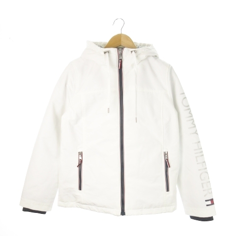 トミーヒルフィガー TOMMY HILFIGER 中綿ジャケット フーディー ジップアップ フェイクファー ロゴ M 白 ホワイト /MN16 ■GY42 メンズ拍卖