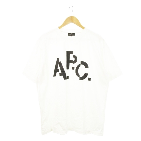アーペーセー A.P.C. エディフィス EDIFICE 別注 DECALE プリント Tシャツ 半袖 クルーネック ロゴ コットン L 白 ホワイト メンズ拍卖
