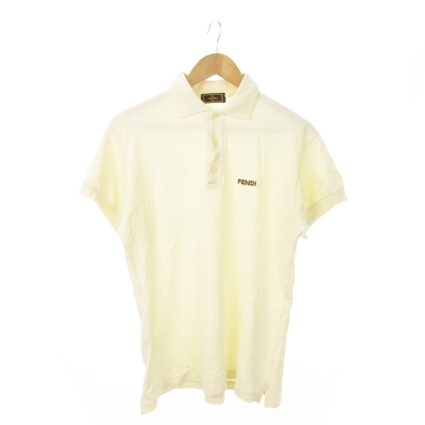 フェンディ FENDI mare ポロシャツ 鹿の子 半袖 ロゴ刺繍 L ベージュ /MN18 ■GY13 メンズ拍卖